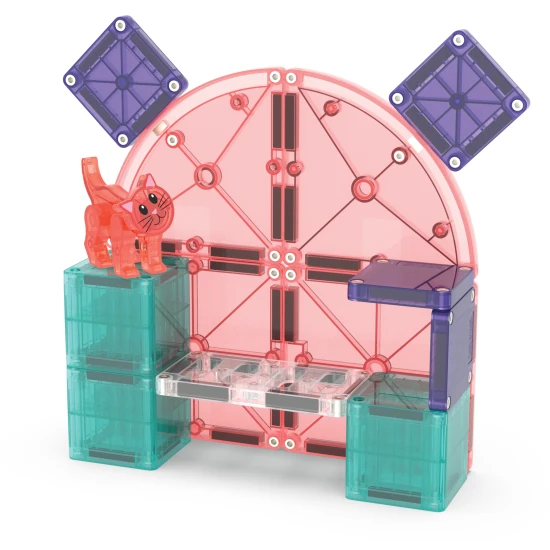 Magnetická stavebnice MAGNA-TILES Cat Tree – kočičí strom s figurkou, microMAGS dílky a dekoracemi