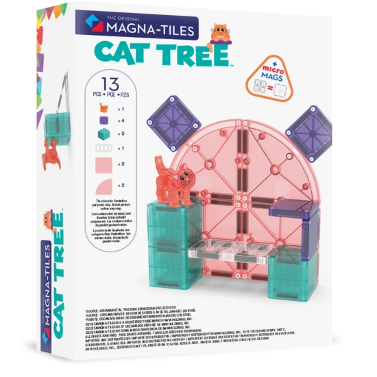 Magnetická stavebnice MAGNA-TILES Cat Tree – kočičí strom s figurkou, microMAGS dílky a dekoracemi