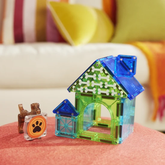 Magnetická stavebnice MAGNA-TILES Dog House – dětský psí domeček s figurkou a dekoracemi