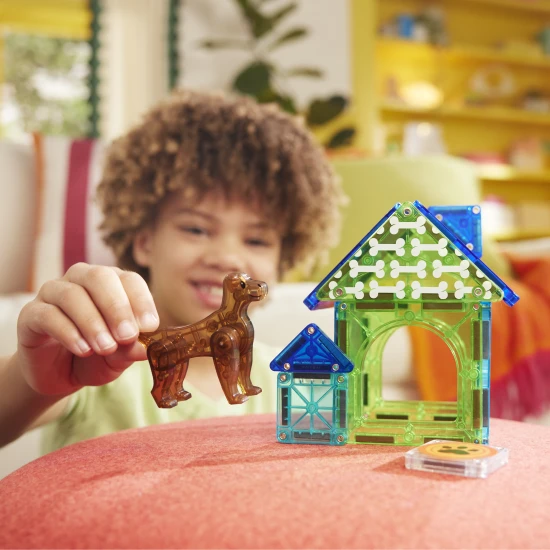 Magnetická stavebnice MAGNA-TILES Dog House – dětský psí domeček s figurkou a dekoracemi