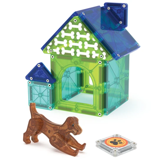 Magnetická stavebnice MAGNA-TILES Dog House – dětský psí domeček s figurkou a dekoracemi
