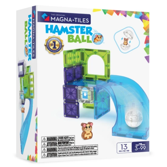 Magnetická stavebnice MAGNA-TILES Hamster Ball – 13 dílů včetně míčku a figurky křečka