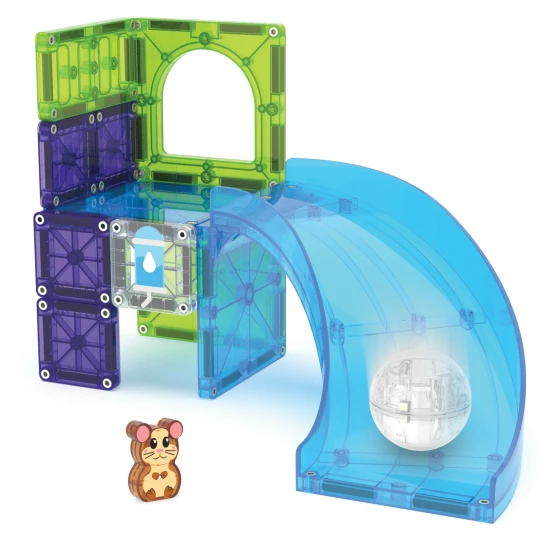 Magnetická stavebnice MAGNA-TILES Hamster Ball – 13 dílů včetně míčku a figurky křečka