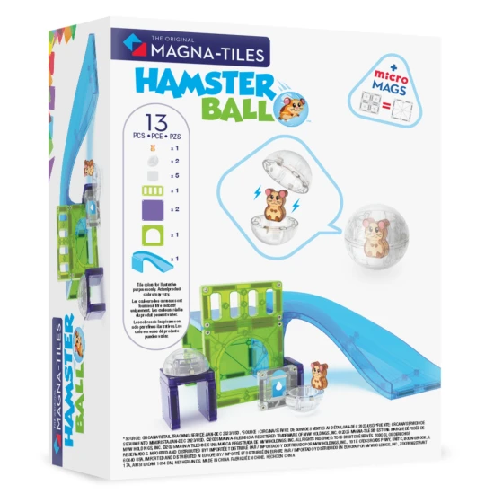 Magnetická stavebnice MAGNA-TILES Hamster Ball – 13 dílů včetně míčku a figurky křečka