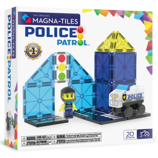 Magnetická stavebnice Magna-Tiles Police Patrol – dětské policejní vozidlo s figurkou a semaforem