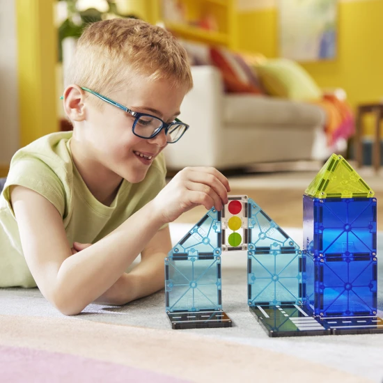 Magnetická stavebnice MAGNA-TILES Police Patrol – dětské policejní vozidlo s figurkou a semaforem