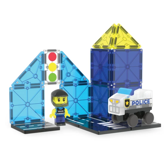 Magnetická stavebnice MAGNA-TILES Police Patrol – dětské policejní vozidlo s figurkou a semaforem