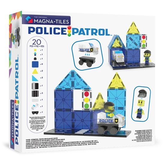 Magnetická stavebnice MAGNA-TILES Police Patrol – dětské policejní vozidlo s figurkou a semaforem