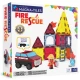 Magnetická stavebnice MAGNA-TILES Fire Rescue – dětské hasičské auto, figurka hasiče a ohnivé dílky