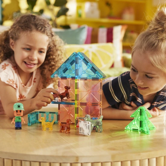 Magnetická stavebnice MAGNA-TILES Puppy Park – dětská stavebnice se štěňátky, bazénem a výběhem