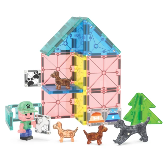 Magnetická stavebnice MAGNA-TILES Puppy Park – dětská stavebnice se štěňátky, bazénem a výběhem