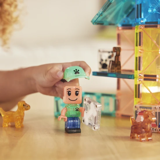 Magnetická stavebnice MAGNA-TILES Puppy Park – dětská stavebnice se štěňátky, bazénem a výběhem