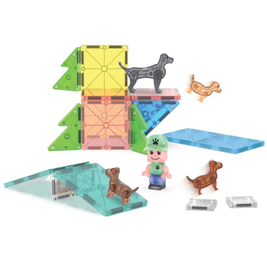 Magnetická stavebnice MAGNA-TILES Puppy Park – dětská stavebnice se štěňátky, bazénem a výběhem