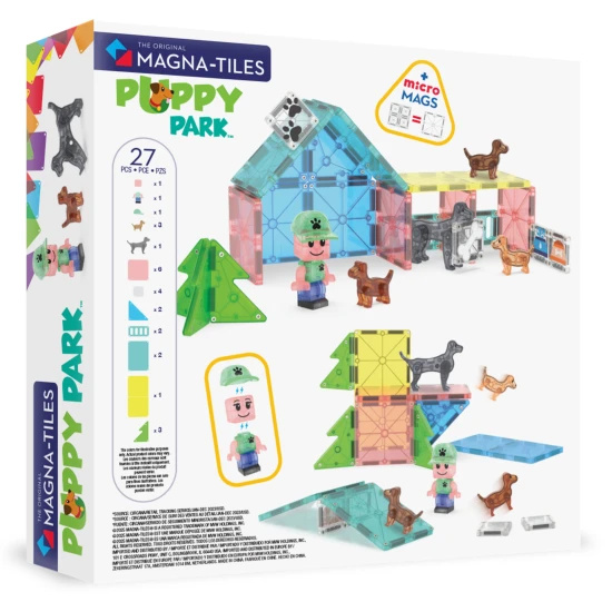 Magnetická stavebnice MAGNA-TILES Puppy Park – dětská stavebnice se štěňátky, bazénem a výběhem