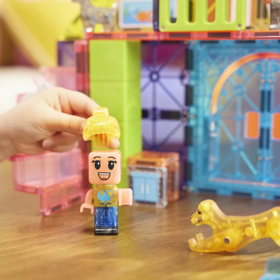 Magnetická stavebnice MAGNA-TILES Pet Playhouse – dětský domeček pro zvířata se skluzavkou, figurkami a doplňky