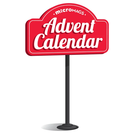 Magnetická stavebnice MAGNA-TILES microMAGS Adventní kalendář – 34 dílků s vánočními motivy, figurkami a mikropodvozkem