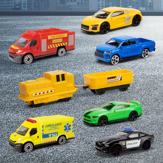 Garáž Super City se 6 autíčky a vlakem Garáž Super City se 6 autíčky a vlakem – Majorette MJ2009001