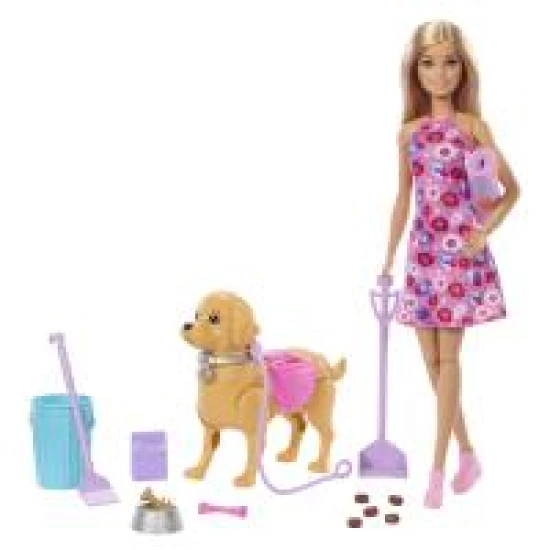 Barbie panenka se psíkem na procházce