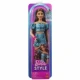 Barbie Fashionistas modelka v topu a sukni s petrolejovým potiskem