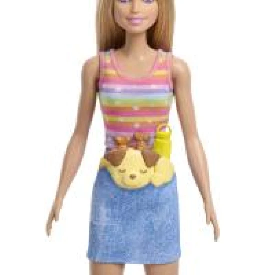 Barbie panenka se psíkem na kolečkových bruslích blondýnka