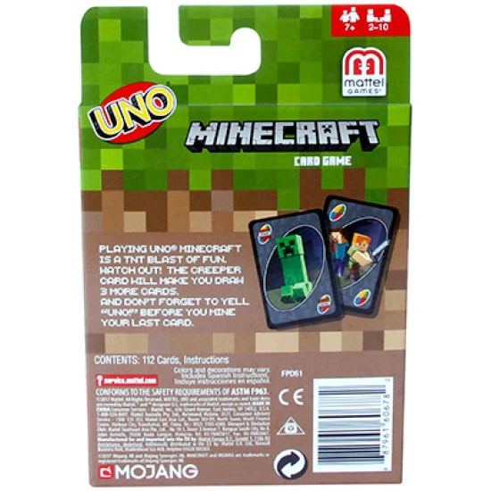 UNO Minecraft – zábavná karetní hra s motivem Minecraftu UNO™ Minecraft kartová hra s postavami Minecraftu a akčními kartami, včetně Creepera