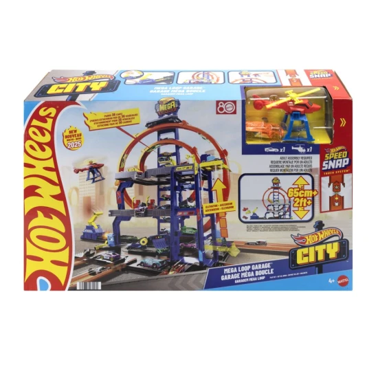 Hot Wheels City Maxi garáž s třemi patry, odpalovačem a funkční myčkou