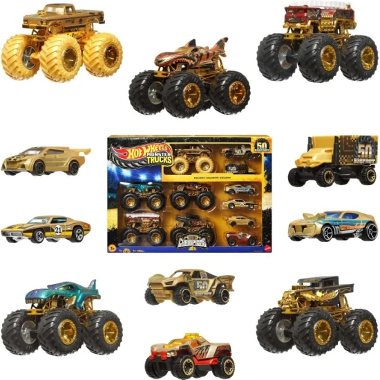 Mattel HW Monster Trucks Bigfoot 50. výročí set angličáků & trucků