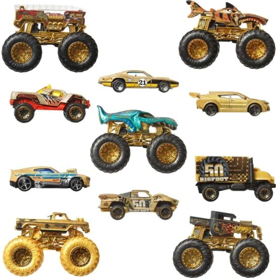 Mattel HW Monster Trucks Bigfoot 50. výročí set angličáků & trucků
