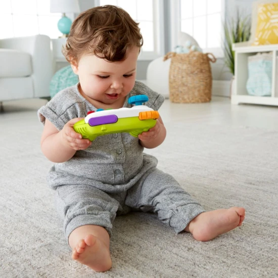 Fisher-Price® herní ovladač pro miminka a batolata s pohyblivým joystickem, tlačítky ABCD a čísly, které aktivují hudbu a světla
