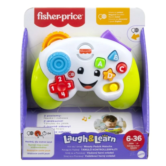 Fisher-Price® herní ovladač pro miminka a batolata s pohyblivým joystickem, tlačítky ABCD a čísly, které aktivují hudbu a světla