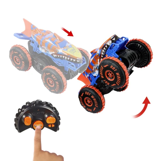 Hot Wheels Monster Trucks Lezec Tiger Shark RC jezdi po terénu a šplhá přes překážky