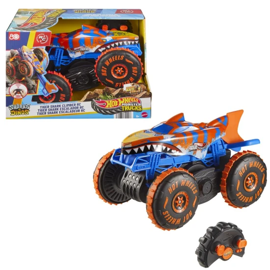 Hot Wheels Monster Trucks Lezec tygr shark na dálkové ovládání