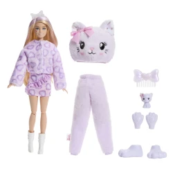 Barbie CUTIE REVEAL Barbie sladké mašle Fialové koťátko