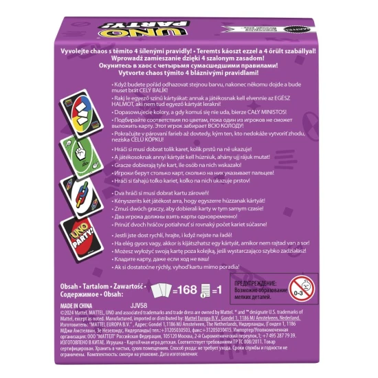 UNO Party – Speciální edice karetní hry pro větší skupiny hráčů s 168 kartami, novými pravidly a zábavnými interaktivními prvky