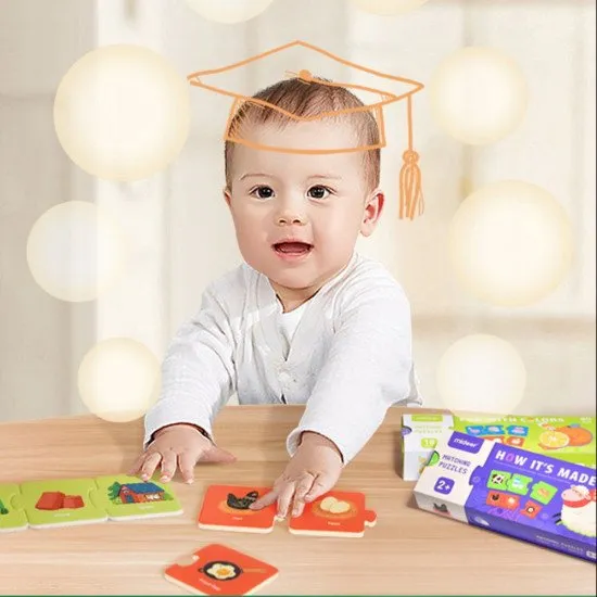 Originální sada puzzle vyrobená speciálně pro děti od 18 měsíců.