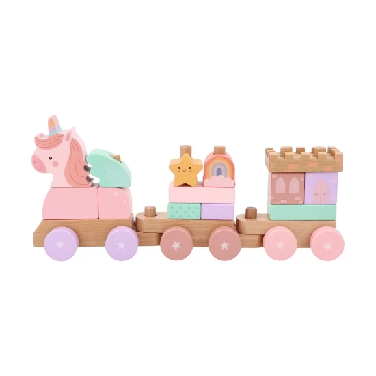 Dřevěný vláček s kostkami Magic World - Monnëka TT-103194