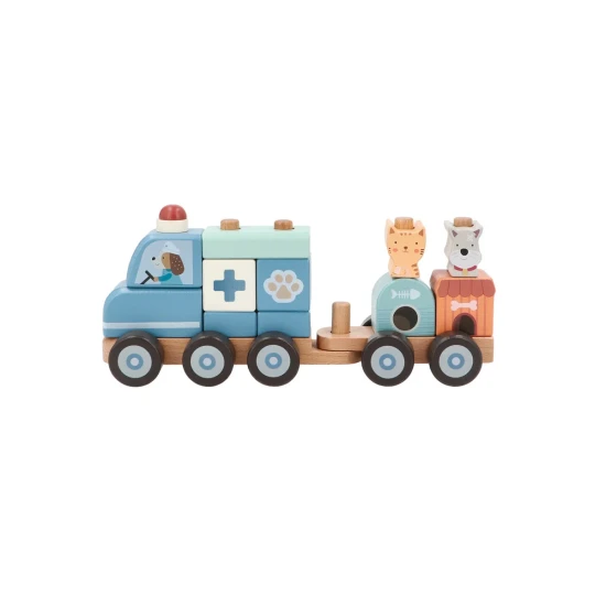 Dřevěná veterinární ambulance s kostkami Dřevěná veterinární ambulance s kostkami - Monnëka TT-103197
