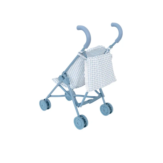 Skládací kočárek pro panenky Blue Gingham - Monnëka TT-104125