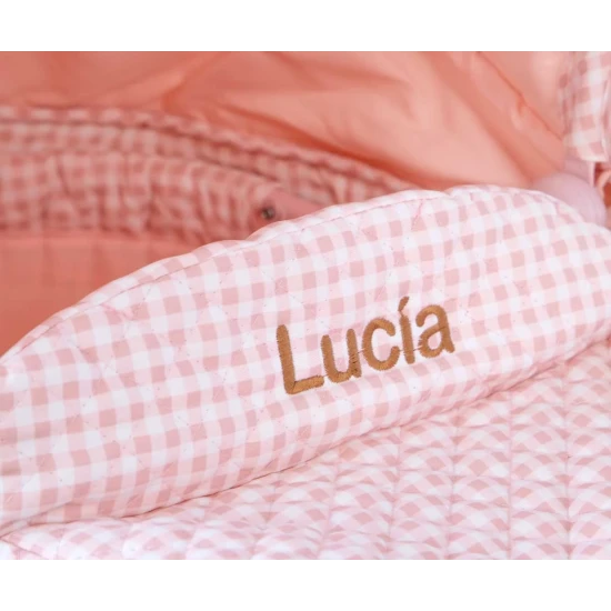 Retro kočárek pro panenky Pink Gingham - Monnëka TT-94036