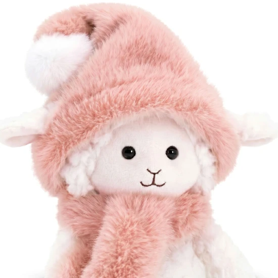 Ovečka Marshmallow s broskvovou čepicí 20 cm