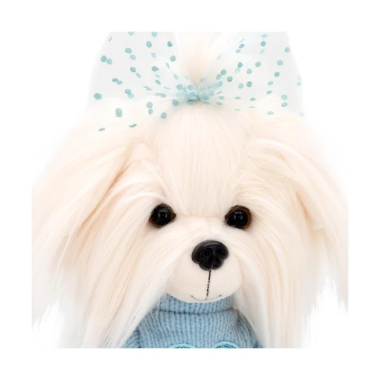 Svetrové šaty pro pejska Lucky Doggy – Winter Blue, tylová suknička a mašle do vlasů