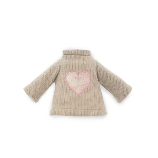 Lucky Doggy oblečení pro pejska Pink Heart – růžové šaty, šedý svetr se srdíčkem a růžová mašle pro plyšového pejska