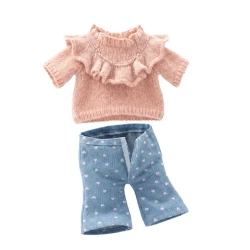 Lucky Kitty Set oblečení pro kočičku - Denim Hearts
