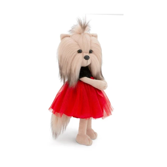 Plyšový pejsek yorkšírka Lucky Doggy Yoyo Fiesta v černo-červených tylových šatech s mašlí