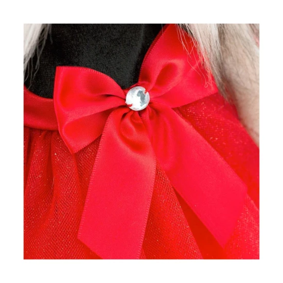 Plyšový pejsek yorkšírka Lucky Doggy Yoyo Fiesta v černo-červených tylových šatech s mašlí