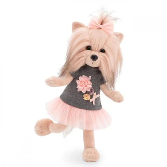 Plysovy pejsek Lucky Doggy Yoyo Tea Rose yorksir v ruzovych satech – 38 cm