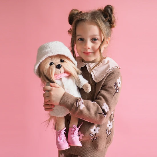 Lucky Doggy Plyšový pejsek Yorkšír - Yoyo Fashion Winter Orange Toys