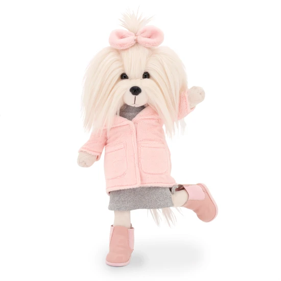 Lucky Doggy Plyšový pejsek Maltézská fenka - Mimi Fashion Winter Orange Toys