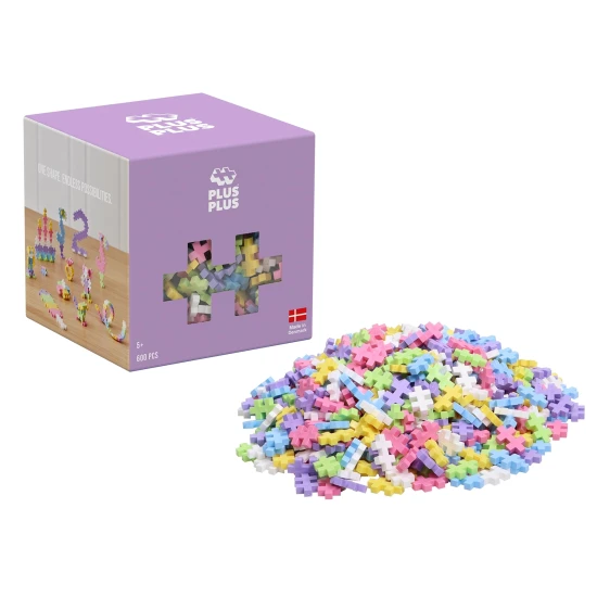 Plus-Plus Pastel – 600 dílků v pastelových barvách, stavebnice pro děti s inspirační brožurou