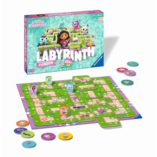 Najděte všechny kočičky ve hře Labyrinth Junior Gabby's Dollhouse.